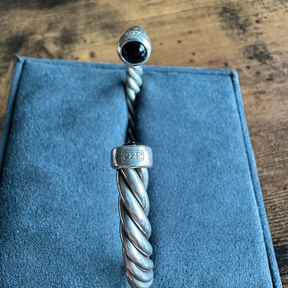 David Yurman Cable Cuff Bracelet w/ Sterling Silver & Black Onyx - Medium - Picture 4 of 16